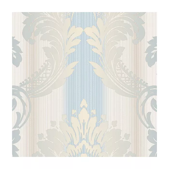 String Damask Wallpaper Blue, Beige, Taupe Norwall Wallcovering CS35606