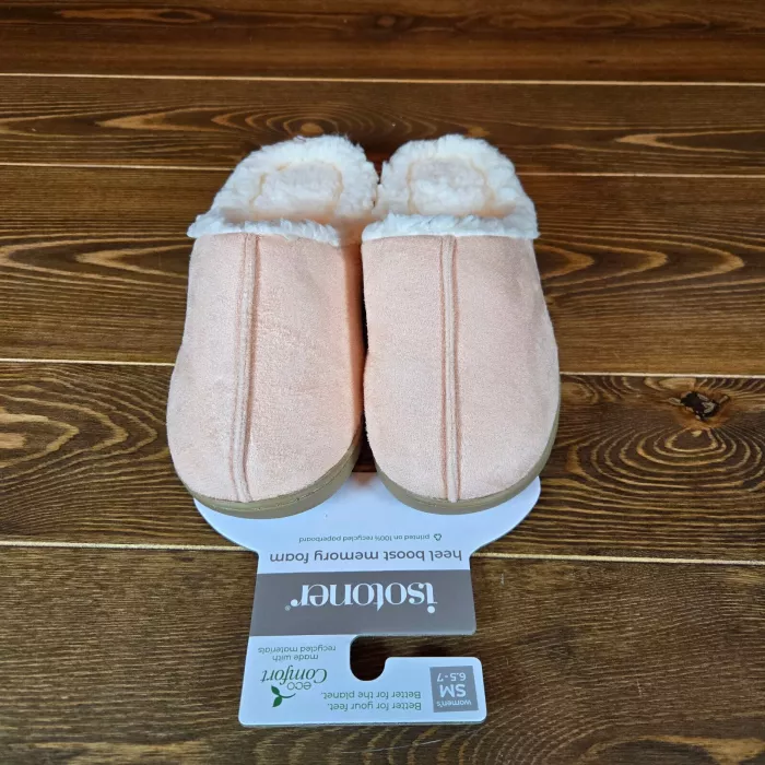 Isotoner Women's Rory Microsuede Hoodback Slippers Evening Sand Sm 6.5 - 7