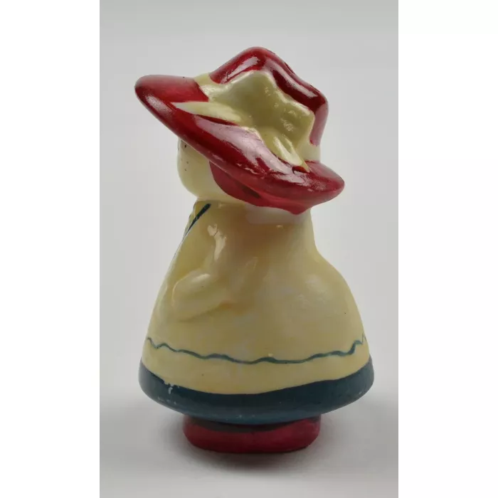 Woman In White Dress And Red Hat Ceramic Pepper Shaker - 3" Tall