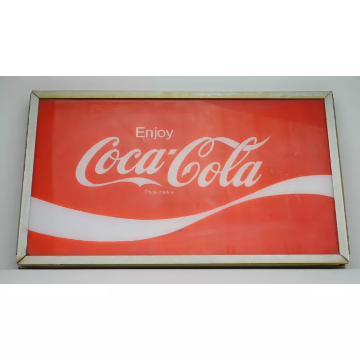 Coke Metal Framed Plastic Enjoy Coca Cola Sign - Vintage Collectible