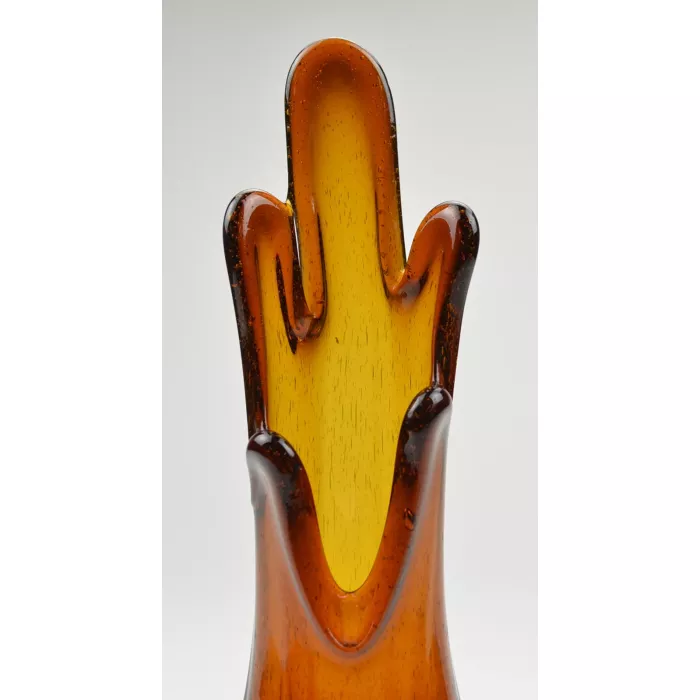 Amber Art Glass Stretch Vase - 10" Tall