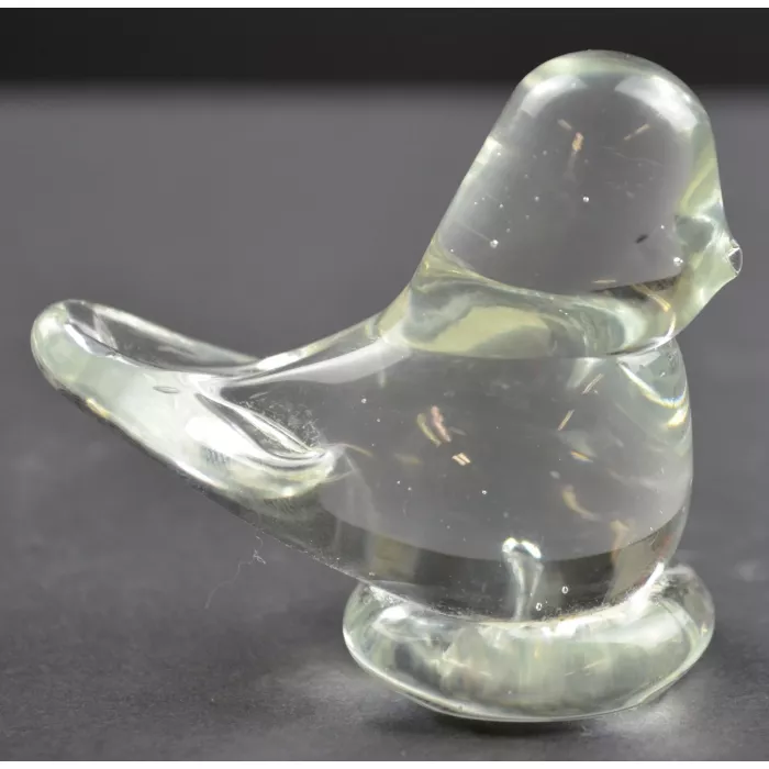 Grandmas Bluebirds Clear Glass Bluebird Figurine - Signed By Ron Ray - 2" Tall