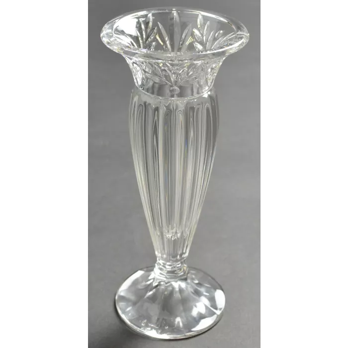 Crystal Vase - Holly & Panel Pattern Bud Vase - 7.375" Tall