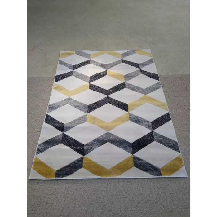 Well Woven Millie Good Vibes Gold, Gray, Black, Cream Rug - Rectangle 5ft 3in x 7ft 3in