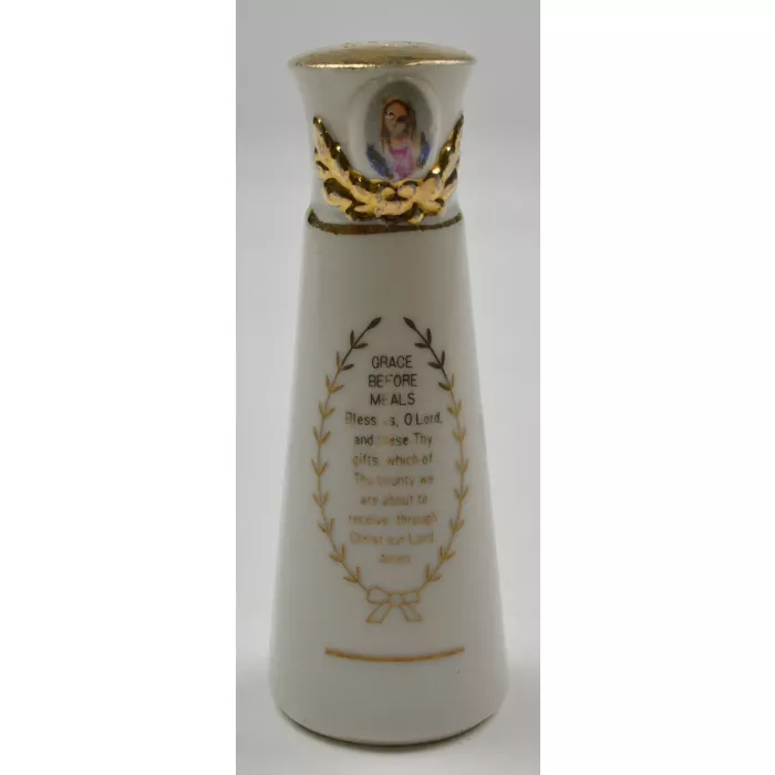 Vintage Grace Before Meals Ceramic Salt Shaker - 4" Tall