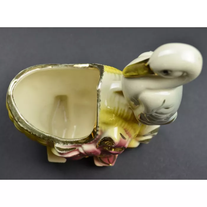 Collectible Planter - Stork On Baby Girl Basinet - 6.375" Tall