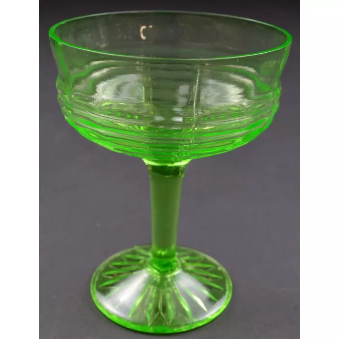 Anchor Hocking - Circle Green Pattern - Champagne or Tall Sherbets - Set Of 3