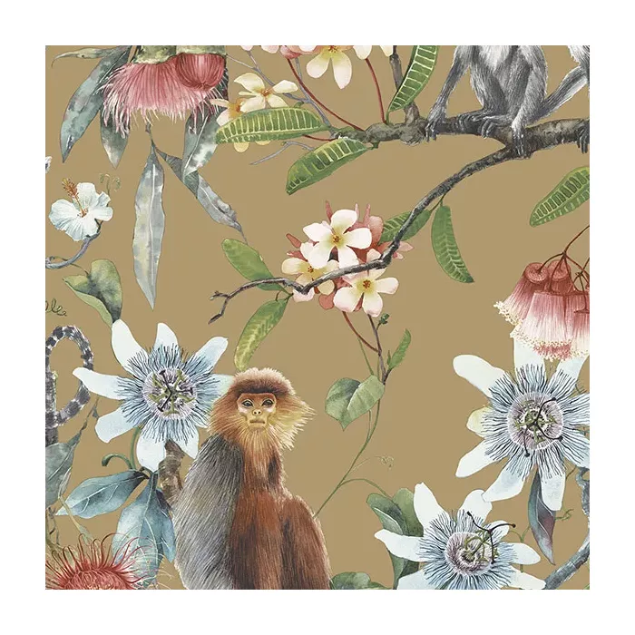 Lemur Wallpaper Metallic Gold, Lavish Gold Norwall Wallcovering G67958