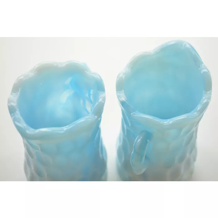 Vintage Blue Slag Creamer Pitchers -  Set Of Two - 3.5" Tall