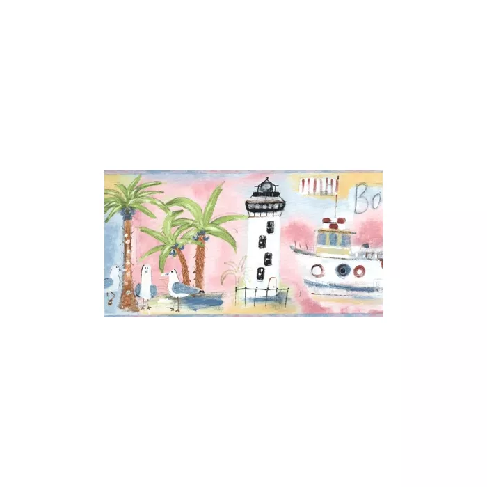 Nautical Water Colored Wallpaper Border NT5750B