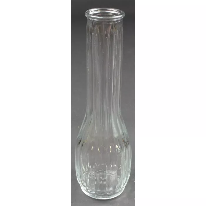 Clear Glass Fluted Paneled Pattern Flower Vase No. 4034 - 8" Tall