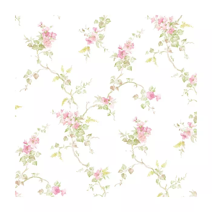 Ivy Trail Wallpaper Pink, Green Norwall Wallcovering PP35530
