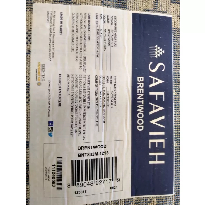 Safavieh Brentwood Polypropylene Navy / Light Gray Rug - Rectangle 12ft x 18ft