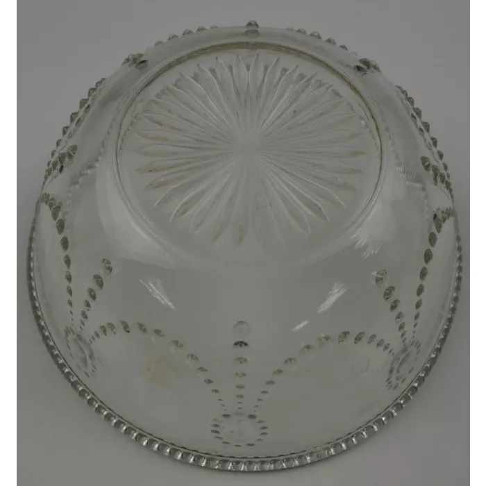 Clear Glass Curtain Tie Pattern Bowl With Saw Tooth Rim - 7.25" Wide