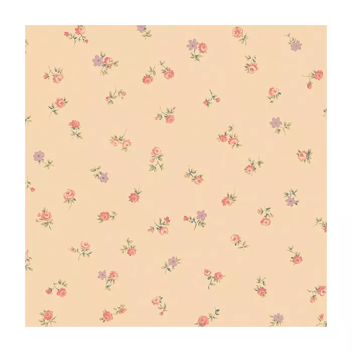 Shabby Rose Buds Wallpaper Beige, Red, Purple, Green Norwall Wallcovering AB27650