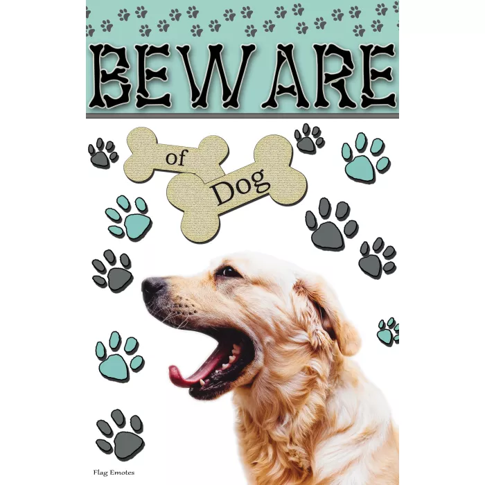 Flag Emotes - Double Sided Garden Flag - Beware Of Dog - Golden Retriever