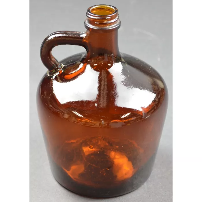 Vintage Brown Glass 25 Oz. Pharmacy Medicine Bottle With Handle  - 6.375" Tall