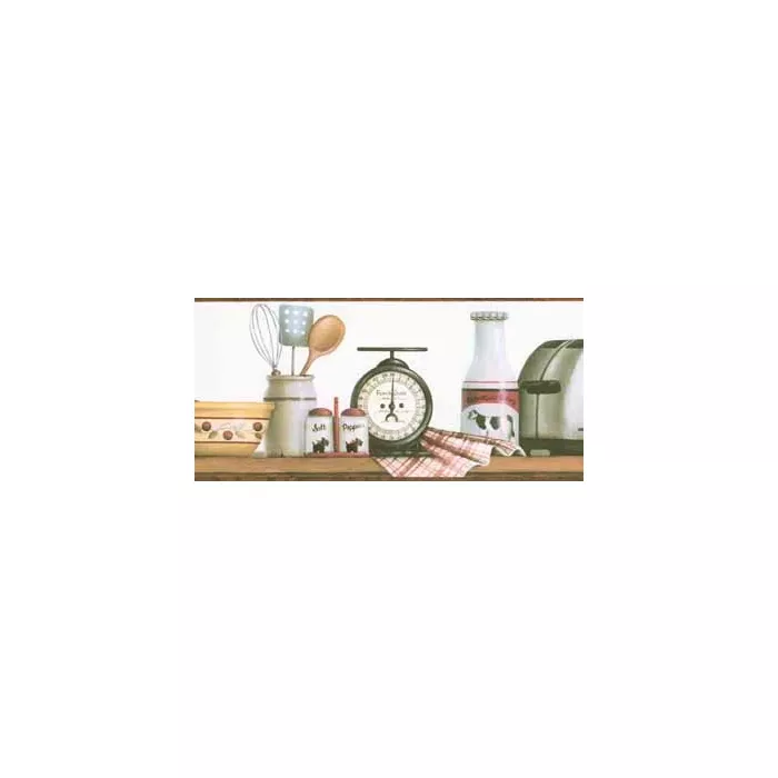 Burgundy Toaster Shelf Wallpaper Border