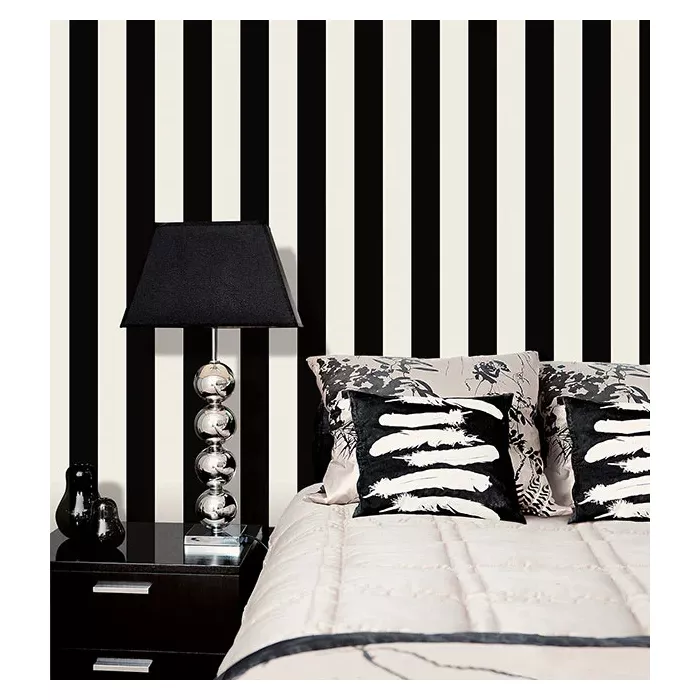 2.5 inTent Stripe Wallpaper Black, White Norwall Wallcovering BW28748