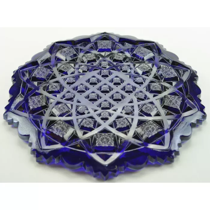 Westmoreland Glass Blue Carnival Glass Lidded Butter Dish