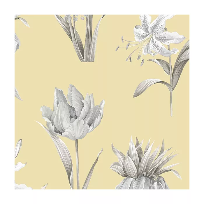 Botanical Floral Wallpaper Yellow, Grey Norwall Wallcovering PA34235