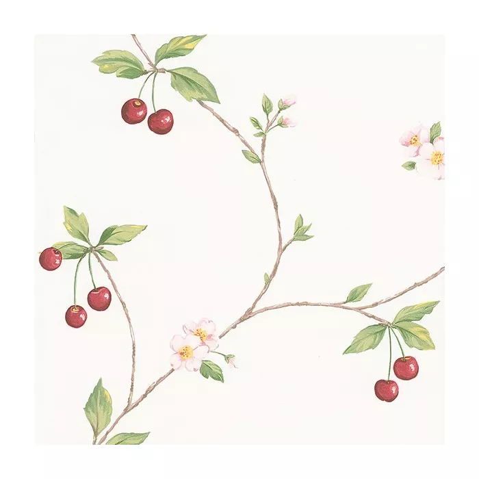 Cherry Trail Wallpaper Red, Green Norwall Wallcovering FK26957