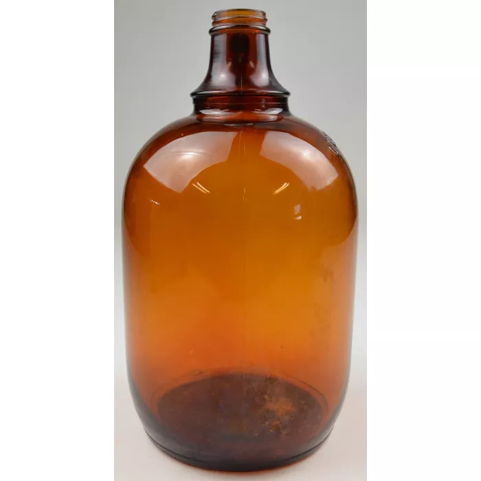 Vintage One Gallon Brown Glass Handled Jug - No. E1001 - 11.5" Tall