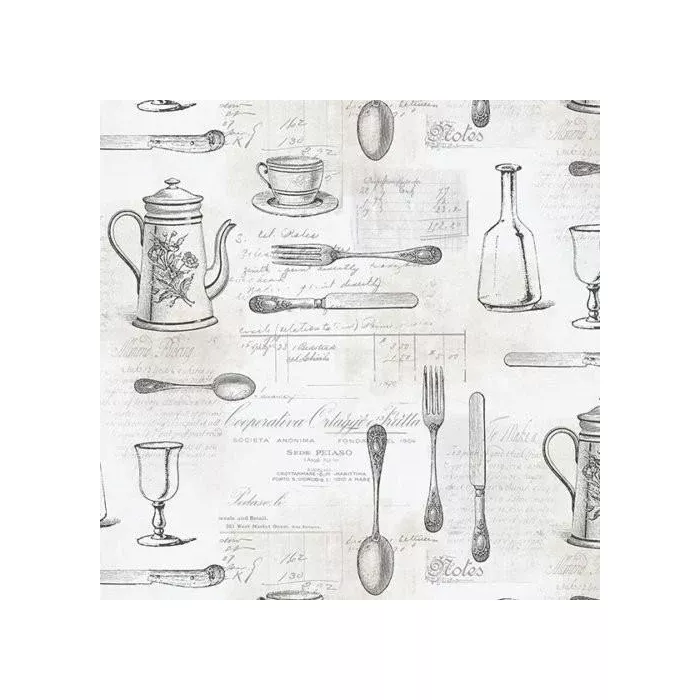 Cutlery Sidewall Wallpaper Black, Tan Norwall Wallcovering KE29939
