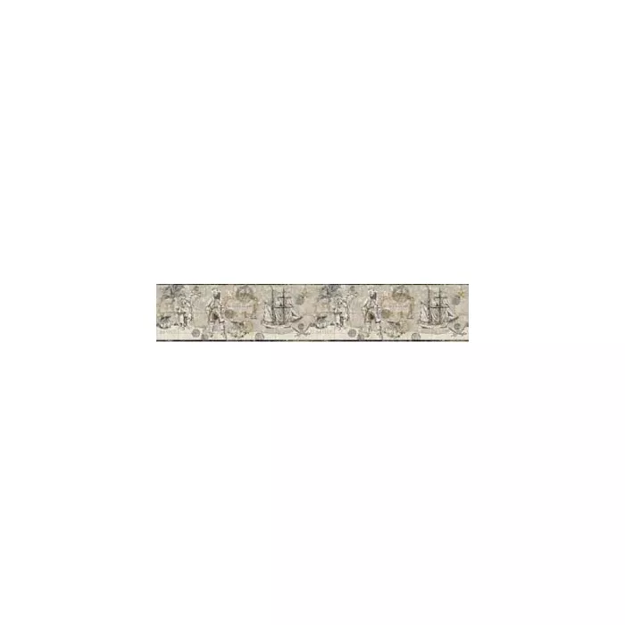 Boys Will Be Boys Charcoal Pirate Map Border  ZB3101B