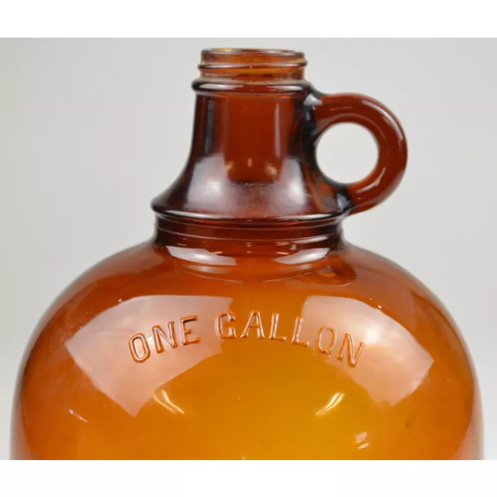 Vintage One Gallon Brown Glass Handled Jug - No. E1001 - 11.5" Tall