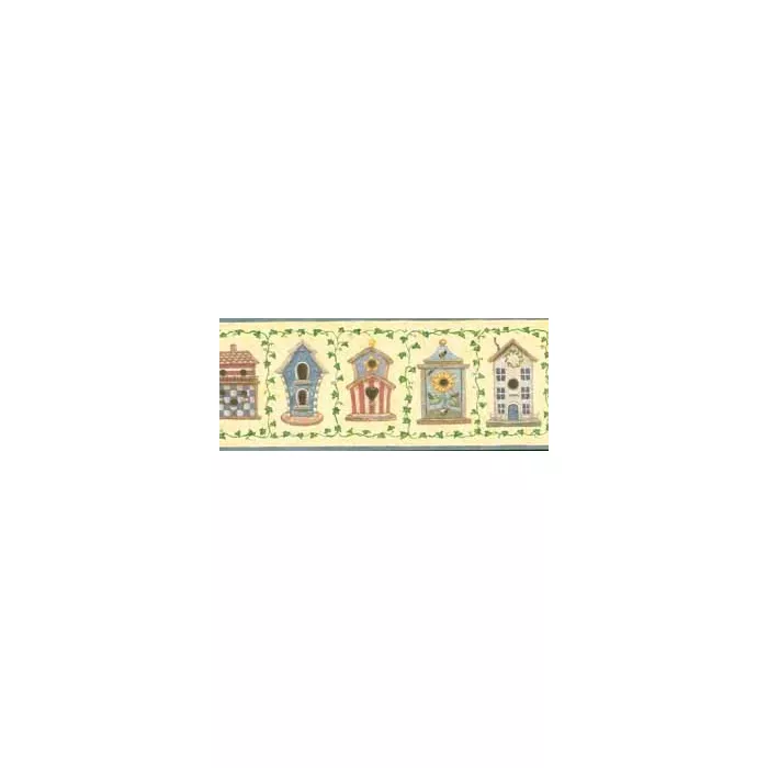 Yellow-American-Birdhouse-Wallpaper-Border