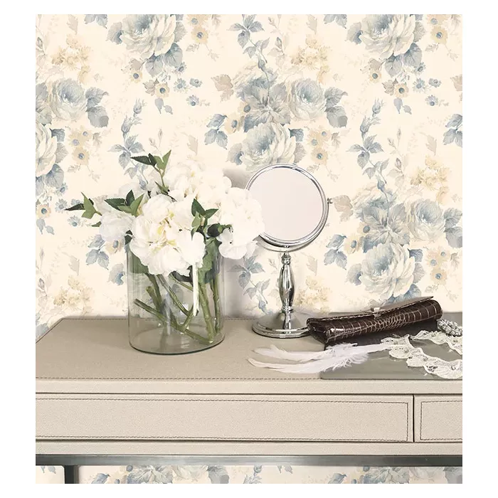 La Rosa Wallpaper Blue, Beige Norwall Wallcovering RG35727