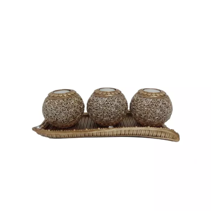 D'Lusso Designs - Roses Collection - Decorative Tray & Orb Candle Holder Set