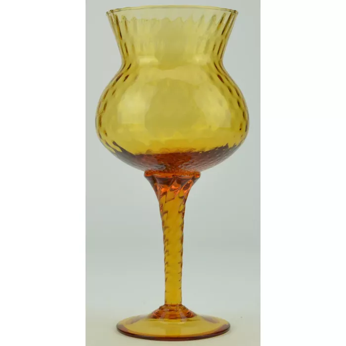 Amber Art Glass Vase With Swirl Stem - 10.75" Tall