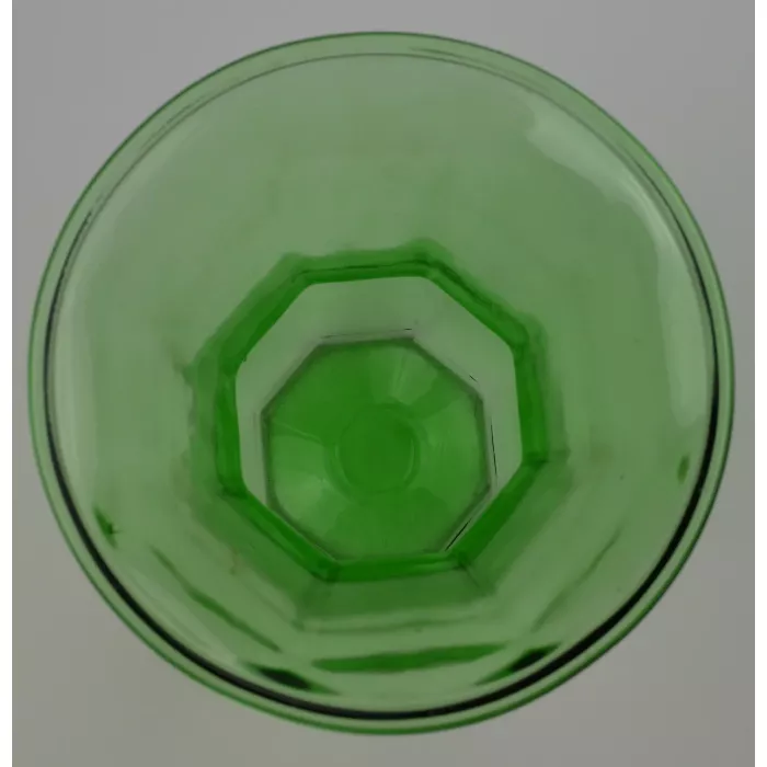 Large Green Glass Flower Vase - Panel Design - 9.75" Tall