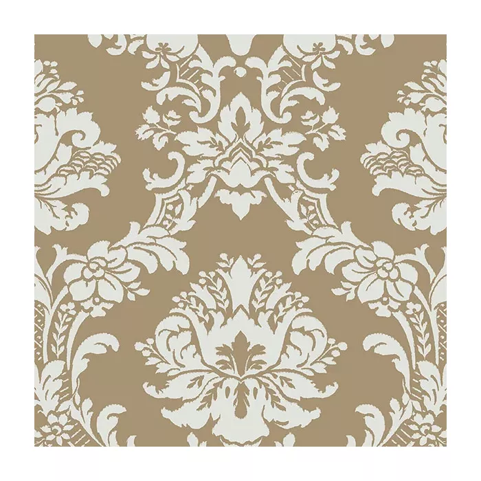 Document Damask Wallpaper Metallic Gold, Light Green Norwall Wallcovering CH28242