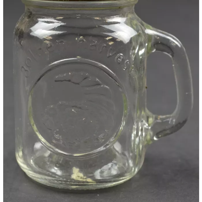 Vintage Clear Glass Golden Harvest Cornucopia Salt Shaker With Metal Lid