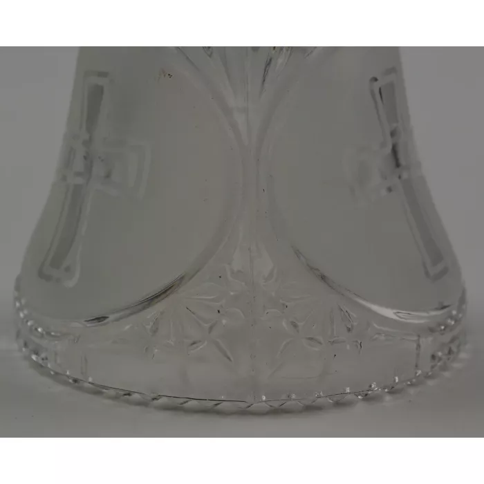 Clear Pressed Glass Bell With Etched Cross Pattern - 5.5" Tall