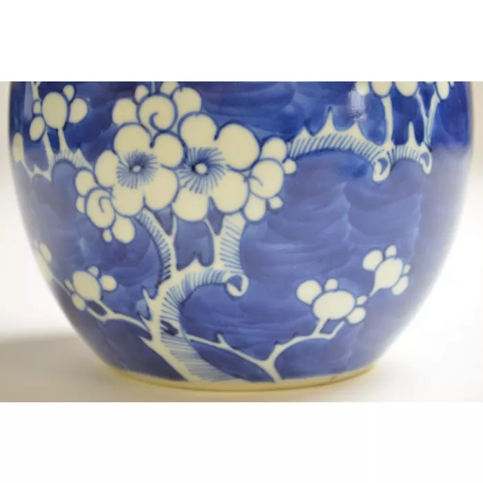 Vintage Prunus Blossom Ginger Jar - Kangxi Style And Mark - 6" Tall