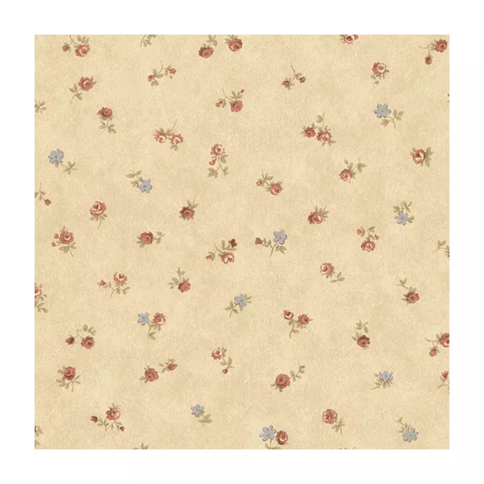 Shabby Rose Buds Wallpaper Tan, Beige, Pink, Blue, Green Norwall Wallcovering PR33813