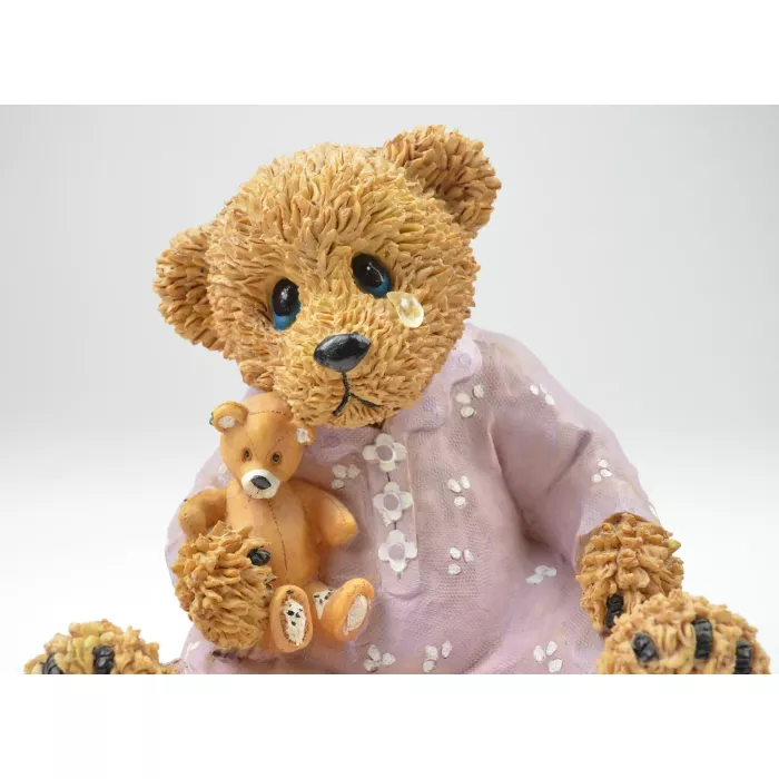 Large Mama Teddy Bear Holding Baby Bear Resin Figurine
