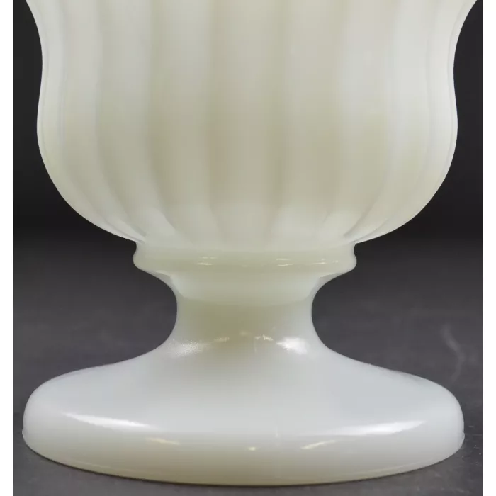 Milk Glass Fluted Compote Style Scalloped Vase - 7.75" Tall