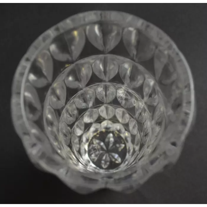 Clear Pressed Glass Flower Vase - Thumbprint Pattern - 5" Tall