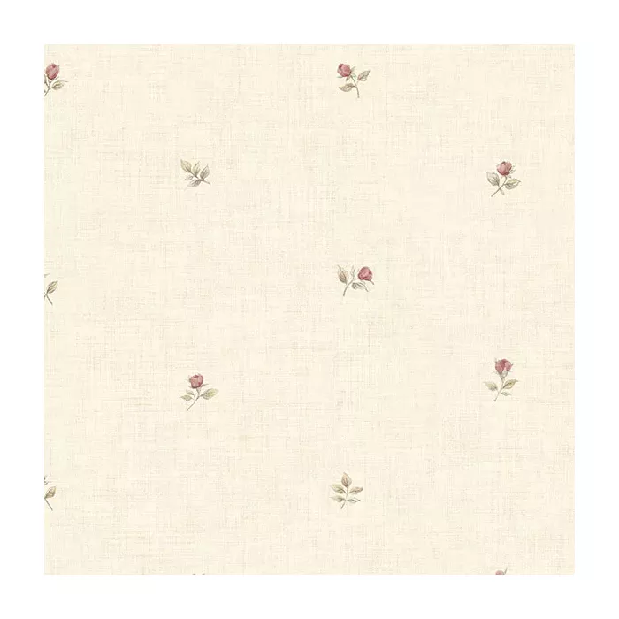 Rose Buds Wallpaper Beige, Red, Green Norwall Wallcovering CG28855