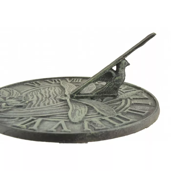 Decorative Dragonfly Sundial - Verdigris - 22.5" Tall