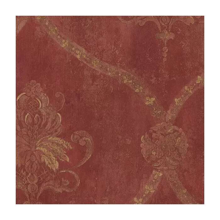 Regal Damask Wallpaper Red, Ochre Norwall Wallcovering CH22565