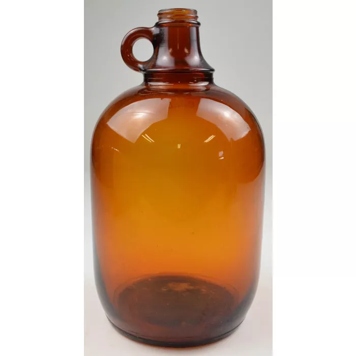 Vintage One Gallon Brown Glass Handled Jug - No. E1001 - 11.5" Tall