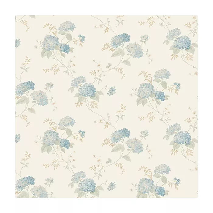 Mini Hydrangea Trail Wallpaper Cream, Blue,Beige Norwall Wallcovering PR33859