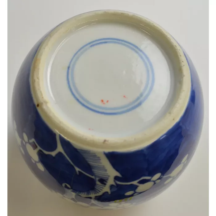 Vintage Prunus Blossom Ginger Jar - Kangxi Style And Mark - 6" Tall