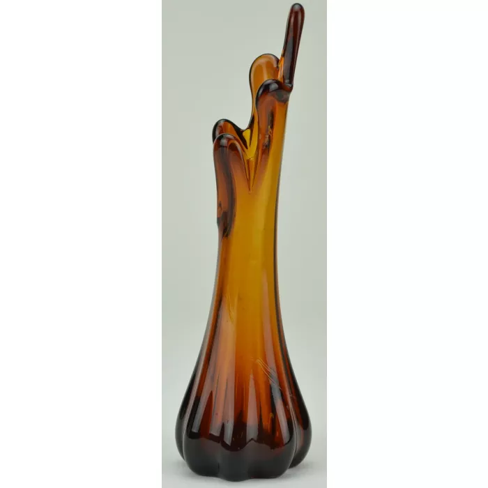 Amber Art Glass Stretch Vase - 11" Tall